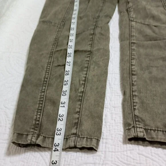 Ecote 100% Cotton Olive Green Cargo Pants With Zippers Size 28 Womens - Picture 12 of 12